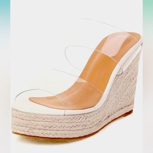 Clear Strap Espadrille Wedge Sandals